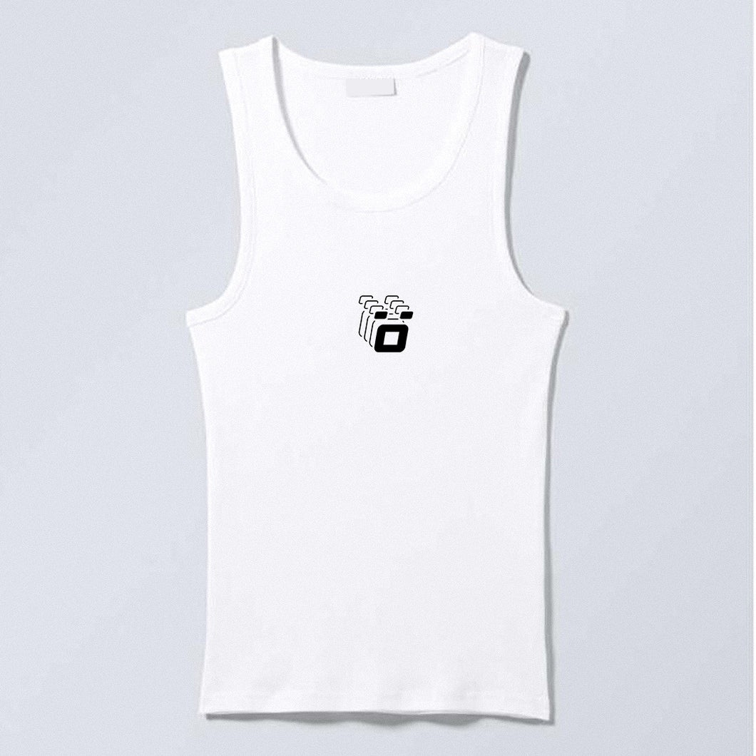 white vest HBK streetwear with Ocho logo print